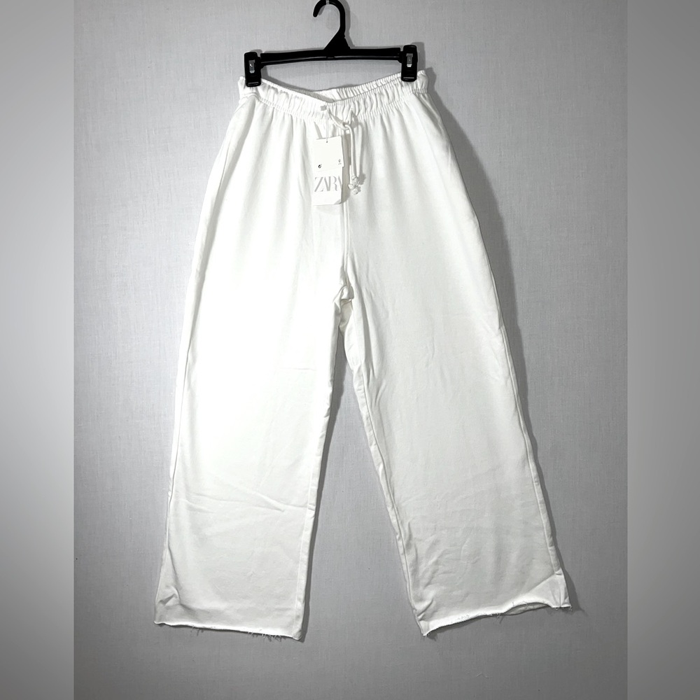 Zara Women's Plush Washed Effect Pants - Size Medium - White
